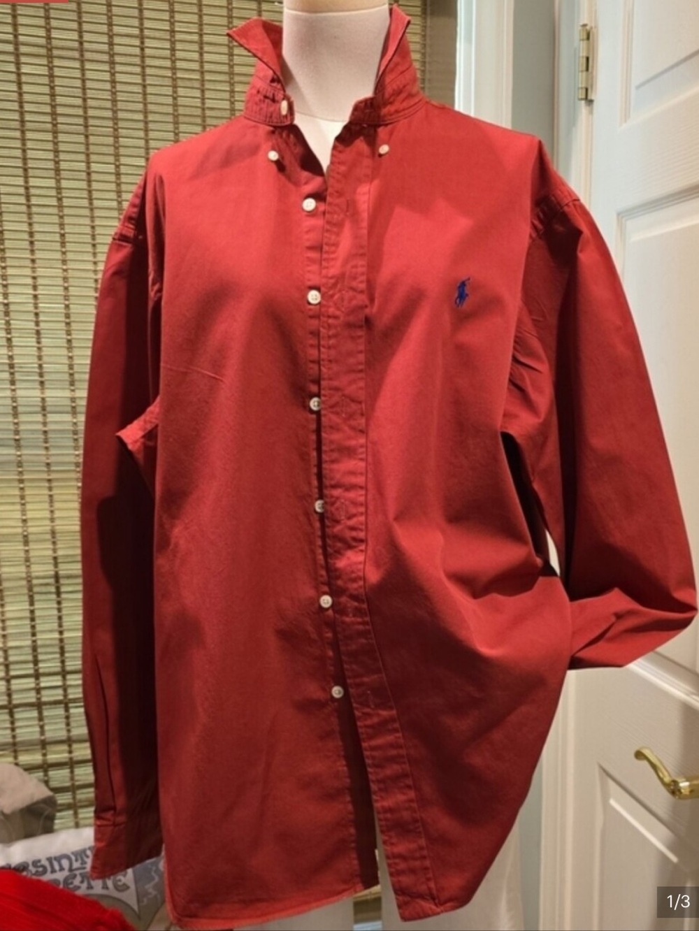 Men’s Unisex Ralph Lauren XL Faded Red Button-Up Twill Shirt